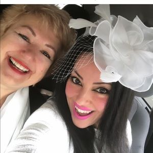 White elegant fastener hair headband wedding veil